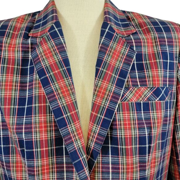 Carson Pirie Scott Blazer Womens 14 Blue Vintage Plaid Jacket Preppy Career - Picture 3 of 8
